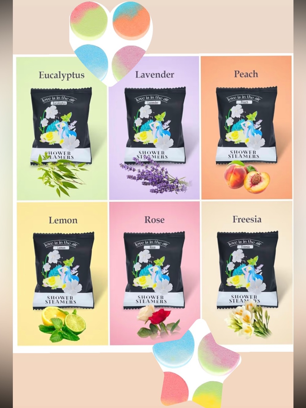6 for $15 SMELL AMAZING! Tye Dye Shower Steamers Pack (like bath bombs)